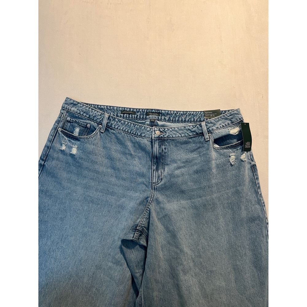 Wild Fable Womens Plus Size 24 Mid Rise Ultra Wide Leg Distressed Jeans Blue NWT - Picture 4 of 10